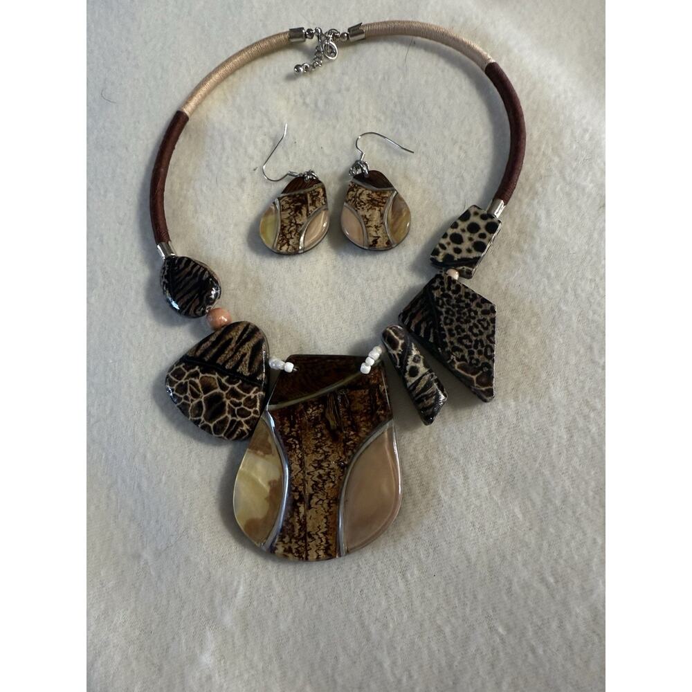 Expressions Safari Statement Necklace + Matching 2"L Earrings